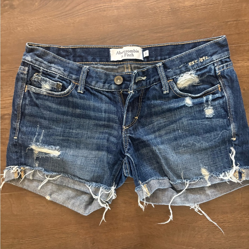 Abercrombie & Fitch Distressed Blue Jean Shorts